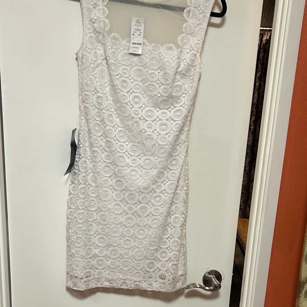 Bebe White Applique Lace Dress